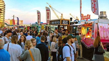 The Shipyards Market is held every Friday evening in North Vancouver.