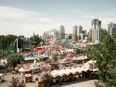 An overhead shot of Stampede Park in Calgary