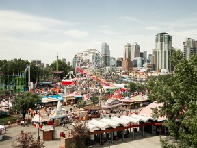 An overhead shot of Stampede Park in Calgary