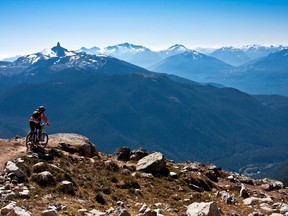 Biker on mountain in Whistler