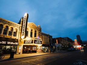 A shot of downtown Ann Arbor at night