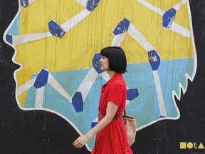 A woman in Saskatoon's Riversdale neighbourhood.