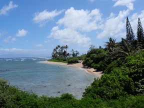 A quiet beach on the east end of Molokai, Hawai'i.