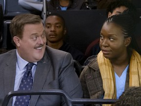 Billy Gardell, left, and Folake Olowofoyeku,in Bob Hearts Abishola