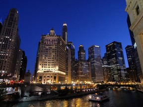 The Chicago River at night.