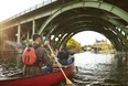 Canoeing on the Rideau Canal in fall