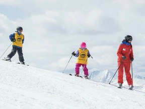 children on ski hill