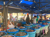 The Shrimp Ladies sell fresh shrimp on the street in central Mazatlan