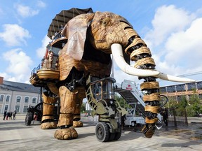 The Machines of the Isle of Nantes, including the Great Elephant, bring visitors to Nantes, Frances