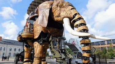 The Machines of the Isle of Nantes, including the Great Elephant, bring visitors to Nantes, Frances
