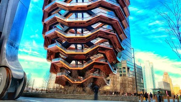 The Vessel is the interactive landmark in New York's Hudson Yards area.