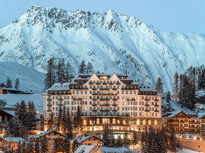 The Carlton Hotel sits proudly over St. Moritz