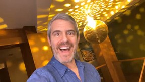 Andy Cohen hosts his Watch What Happens Live show from his home in New York