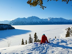 Shakat Tun Wilderness Camp is perched on a hillside that overlooks Christmas Bay on Kluane Lake.