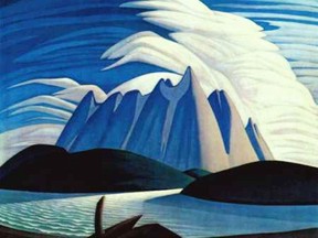 Lake and Mountains, 1928 by Lawren Harris, was one of several works from the Canadian Rockies Harris painted in the 1920s.
