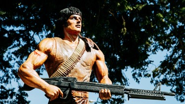 The 1982 movie First Blood, filmed in Hope, B.C., is commemorated by Edmonton carver Ryan Villiers.