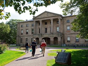 Tourists visit Province House in Charlottetown.