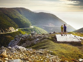 The Skyline Trail in the beautiful Cape Breton Highlands National Park overlooks the Cabot Trail as it heads toward Chéticamp.
