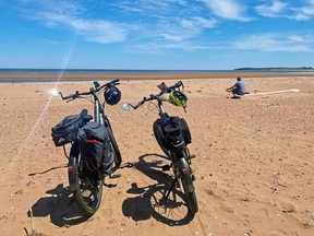 The best thing about biking is frequent stops at scenic spots like Cabot Beach Provincial Park.  Cabot Beach Provincial Park.