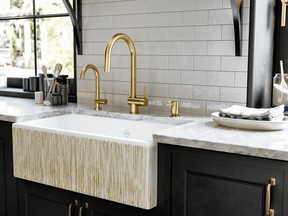 Add a statement to your kitchen with an apron-front sink. Gallery by Shaws Gold Lines Apron Fronted Sink, $2577, houseofrohl.ca
