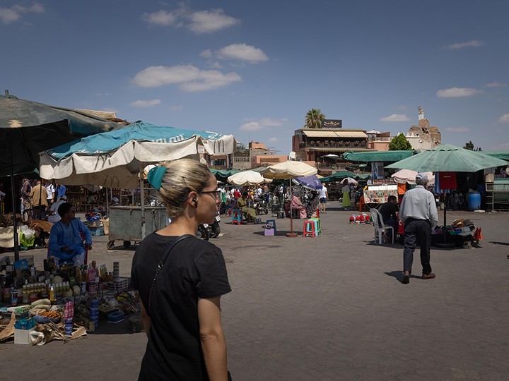  The central market of Jemaa el-Fnaa in central Marakkech, Morocco.