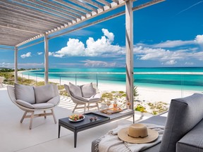 An oceanfront penthouse terrace at Wymara.