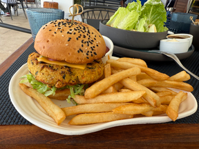 The delicious veggie burger I recommend.