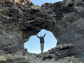 Exploring the Dimmuborgir Lava Fields.