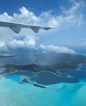 The islands and atolls of French Polynesia from above.