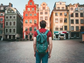 A tourist sightseeing in Stockholm, Sweden