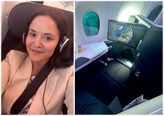 Business class cabins aboard Air France include fully reclining seats and a large personal screen.
