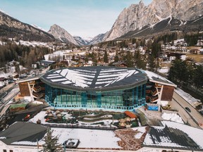 The Cortina Curling Olympic Stadium, set in the chic ski resort town of Cortina d'Ampezzo