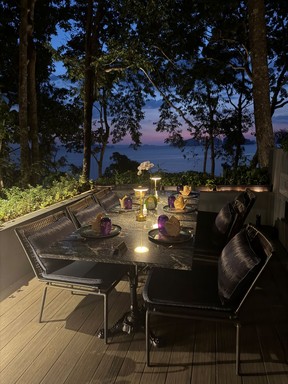 Perched above the resort, Saffron pairs elevated Thai cuisine with panoramic jungle and ocean views.