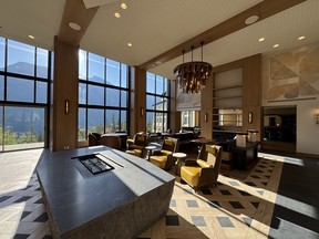 Rimrock Social is a beverage-forward gathering space with mountain views at Rimrock Banff.