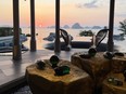 The sunset view from the lobby over the Andaman Sea creates a postcard-worthy soft, golden stillness across the resort.