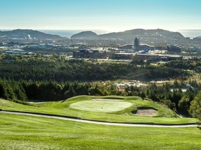 Before you strike your tee-shot on No. 7 on the Admiral's Green Course at Pippy Park, take a moment to admire the view of St. John's. The Atlantic Ocean sparkles in the distance.
