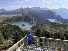Debbie Olsen enjoys the view from Sunshine Meadows’ viewing deck, which can be reached by gondola.