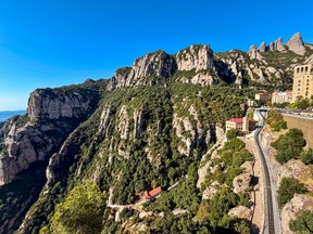 The Montserrat rack railway winds through dramatic, rugged peaks.