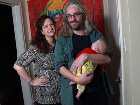 Rob mclennan with wife Christine McNair and  baby Rose. (Photo by Bruno Schlumberger/Ottawa Citizen)