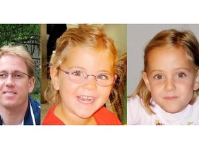 A 2011 handout photo shows Matthias Kaspar Schepp, 43, a Canadian-born former resident of Switzerland and his twin duaghters, Alessia, centre,and Livia, then aged 6. Schepp, jumped in front of a high-speed train in Italy on Feb. 4, 2011, nearly a week after he took his daughters, Alessia and Livia, from their home in Switzerland, where the twins were living with their mother. Police are still searching for the twins.