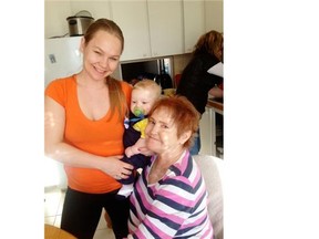 Brenda Peever, seated, pictured with her daughter, Jennifer, and grandson, Jaxson. Brenda was infected with hepatitis C from a blood transfusion in 1975. Now, with her health declining, she fears that funding for a new treatment for the disease will come too late to help her.