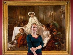 Conservator Fiona Beckett spent months restoring 'Supper at the Maison d'Or,' by Thomas Couture. The 1855 painting, originally done as a model for wallpaper, is now on display at the National Gallery in Ottawa. (Photo Wayne Cuddington/ Ottawa Citizen)