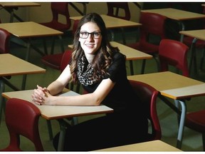 Grade 12 student Maddy Vida was surprised to find herself one of only a few girls in her Canada/World Politics class this year at Sacred Heart Catholic high school. (Julie Oliver/Ottawa Citizen)