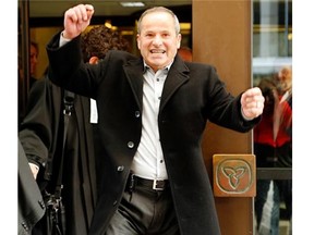 Sam Haddad, shown here celebrating after his court victory over his sister four months ago, said he will be waiting for his sister to pay every cent of the money she now owes him.