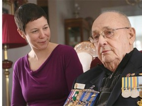 After struggling with the effects of PTSD for 50-odd years, Korean War veteran Jim Purcell began treatment in his 80s with psychologist Sarah Bertrim, left. He shared his story with the Citizen last year. Purcell recently died.
