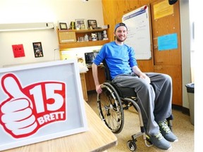 Brett Nugent was a Jr. B player from Shawville who broke his neck in a hockey game Oct. 27. He is now confined to a wheelchair, but he is working hard at the Ottawa Rehabilitation Centre on Smyth Road.