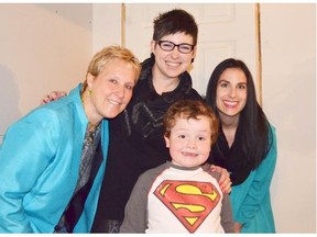 Designers, from left, Kelly James, Sarah Kidder and Candace Plotz teamed up to do a basement makeover for six-year-old William Greer and his family. William suffers from an inoperable non-cancerous tumour on his brain stem.