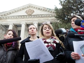 The Independent Initiative Against Rape Culture on campus at the University of Ottawa held a news conference in front of Tabaret Building, at the University of Ottawa.