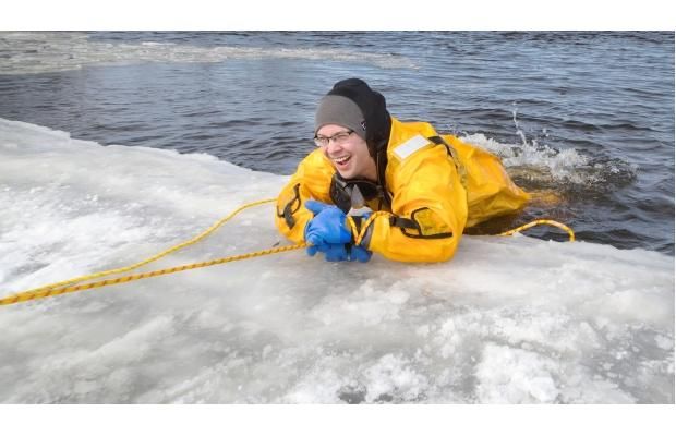 Keith Bonnell survives his day in the water, with a little help from Raven Rescue and his thermal-lined suit.