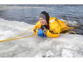 Keith Bonnell survives his day in the water, with a little help from Raven Rescue and his thermal-lined suit.